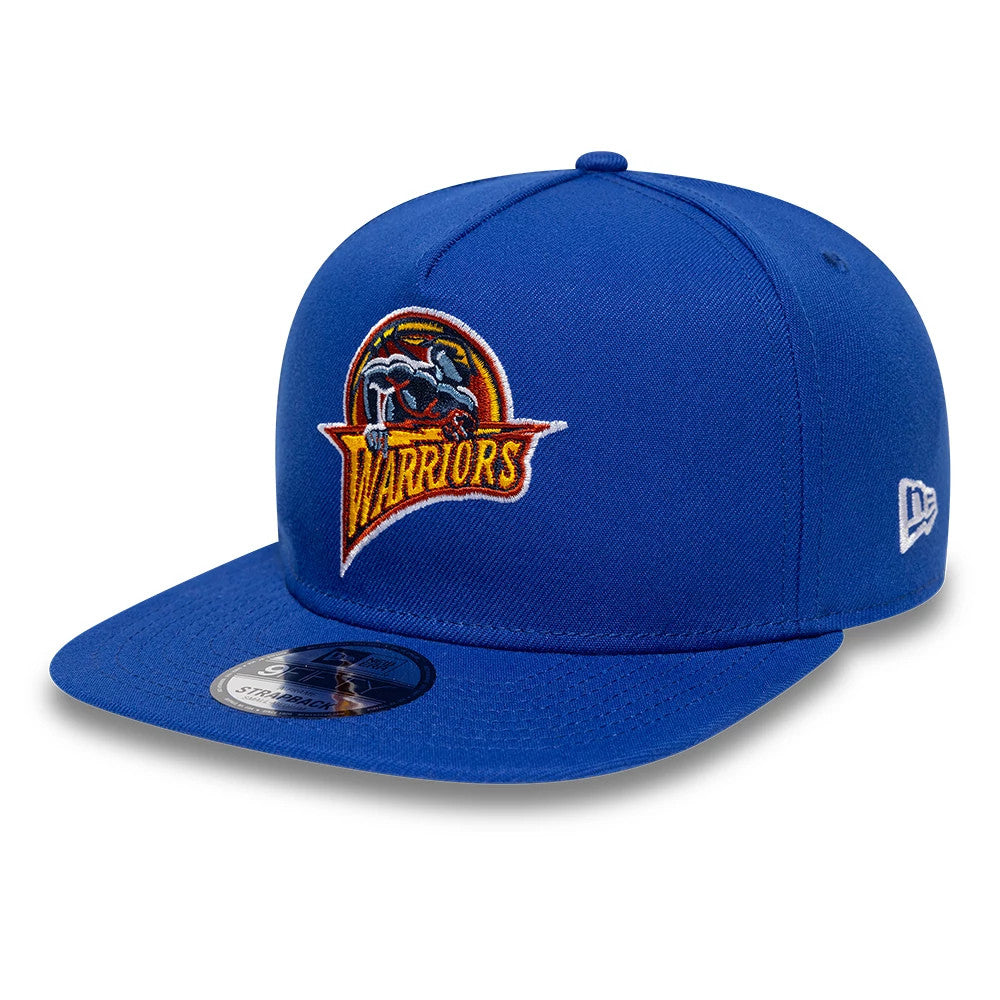Pictured is this NBA Hardwood Classic Golden State Warriors 9FIFTY A-Frame Snapback cap in blue. 4