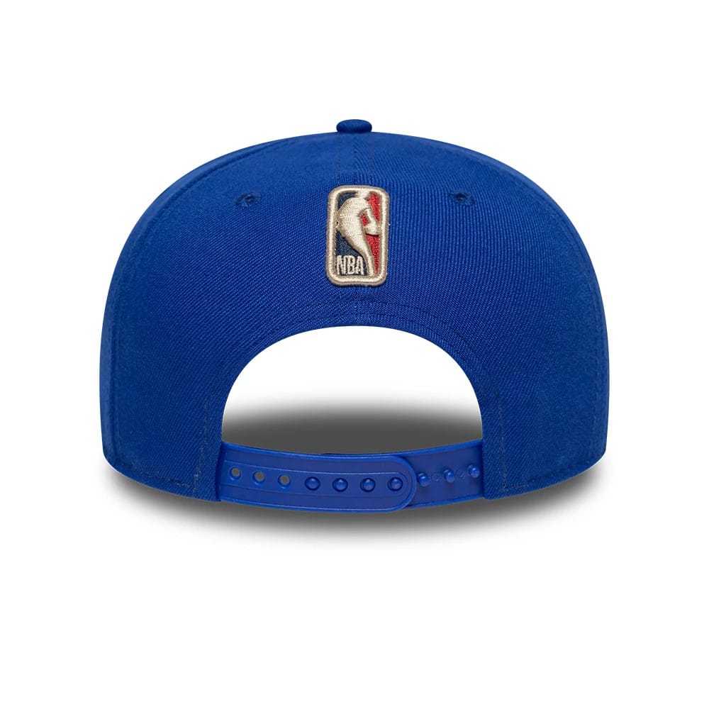 Pictured is this NBA Hardwood Classic Golden State Warriors 9FIFTY A-Frame Snapback cap in blue. 7
