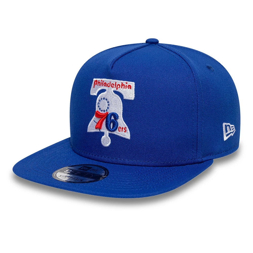 Pictured is this NBA Hardwood Classic Philadelphia 76ers 9FIFTY A-Frame Snapback cap in blue. 4