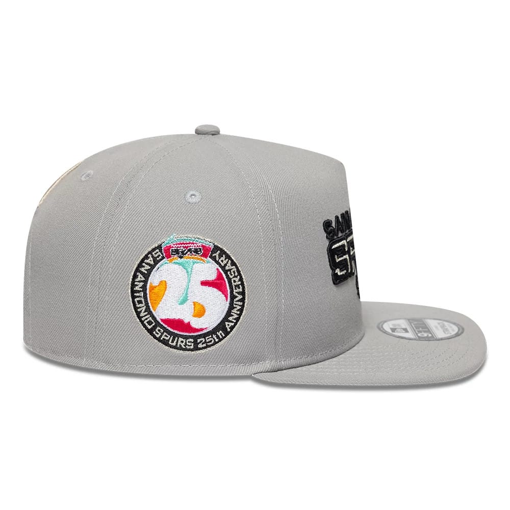 Pictured is this NBA Hardwood Classic San Antonio Spurs 9FIFTY A-Frame Snapback cap in grey. 7