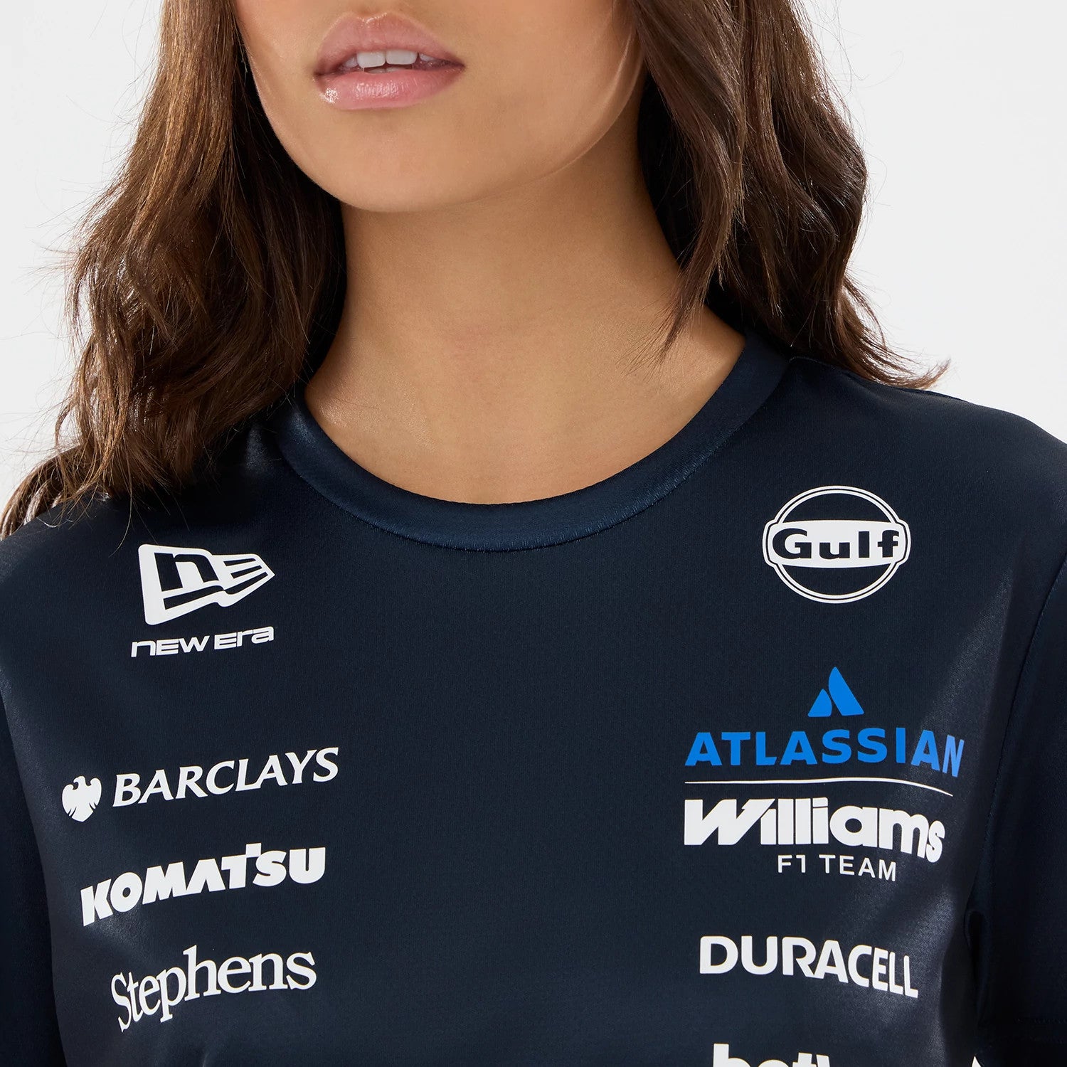 The model is wearing this Womens Williams GB Race Special Tech T-Shirt in navy. 3