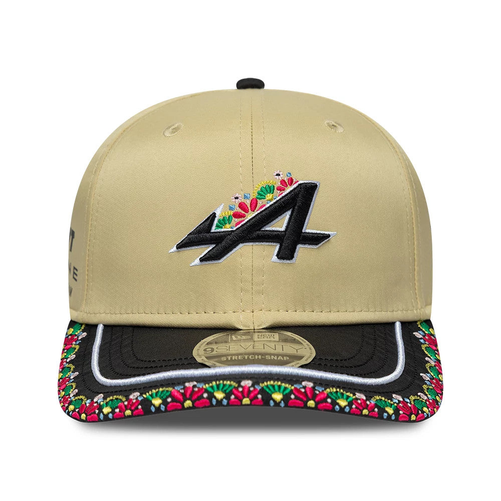 Pictured is this Latin American Alpine Racing 9SEVENTY Stretch Snap cap in light beige. 2