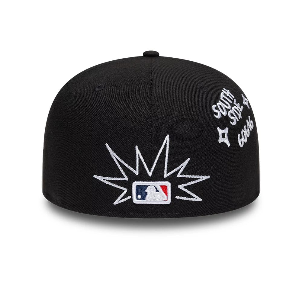 Pictured is this MLB Scribble Chicago White Sox 59FIFTY Fitted cap in black. 4