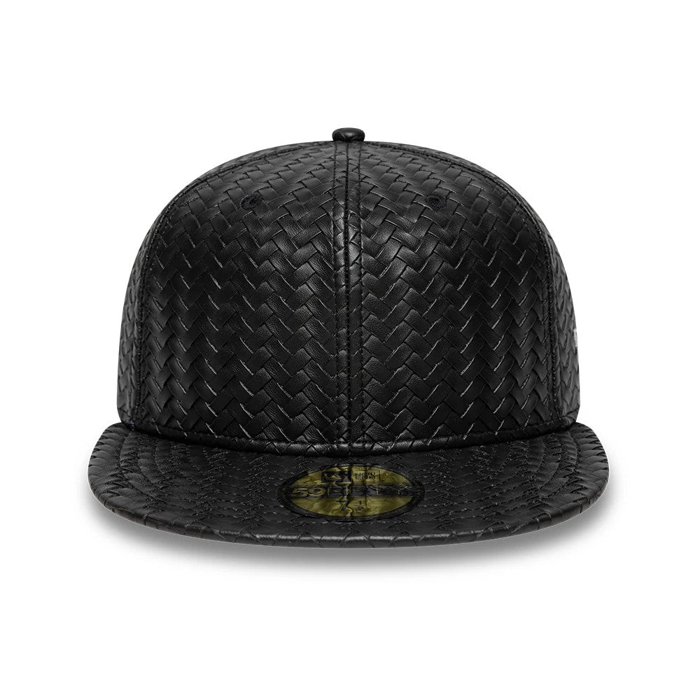 Pictured is this New Era Woven PU 59FIFTY Fitted cap in black. 2