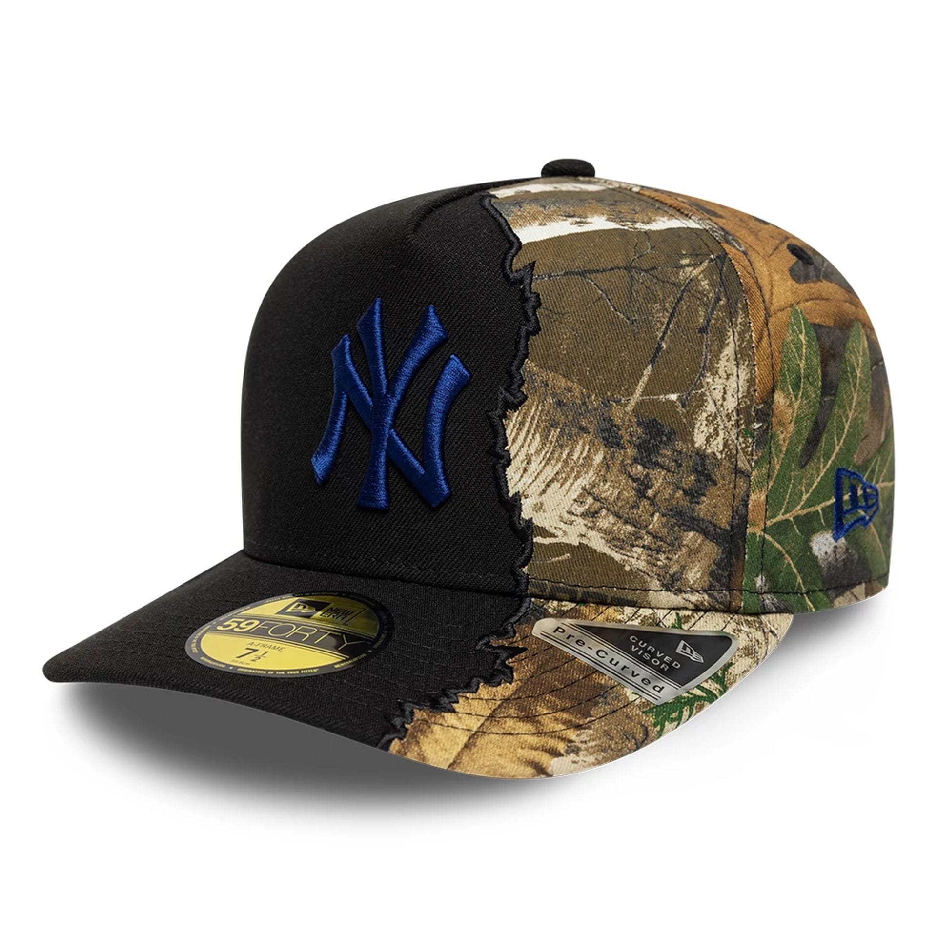 Pictured is this MLB Split Realtree New York Yankees 59FIFTY A-Frame Fitted cap in black. 1
