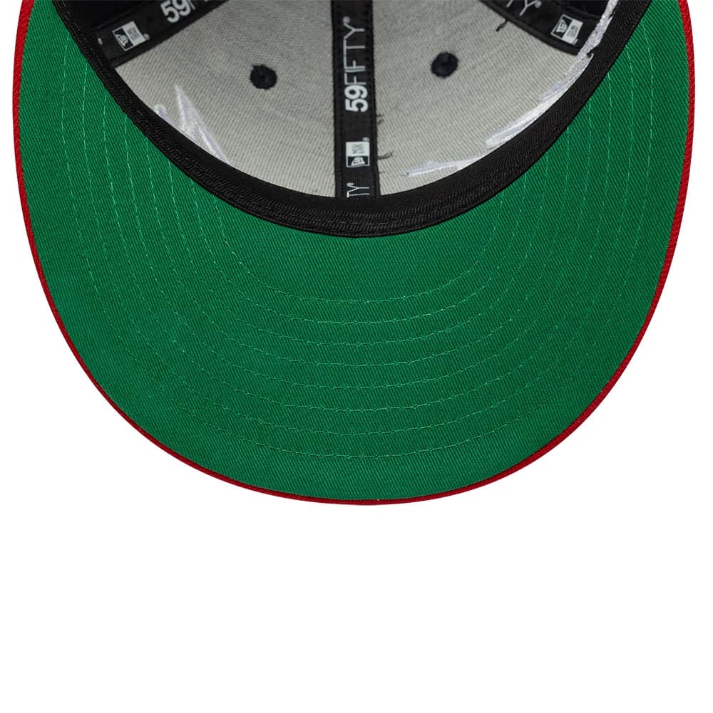 Pictured is this MLB Side Script Atlanta Braves Low Profile 59FIFTY Fitted cap in navy. 2