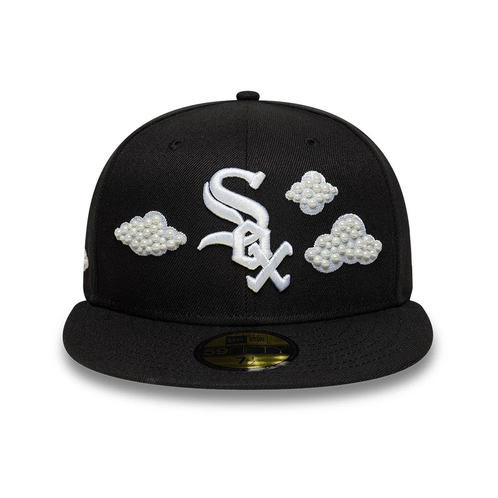 Pictured is this MLB Faux Pearl Chicago White Sox 59FIFTY Fitted cap in black. 4