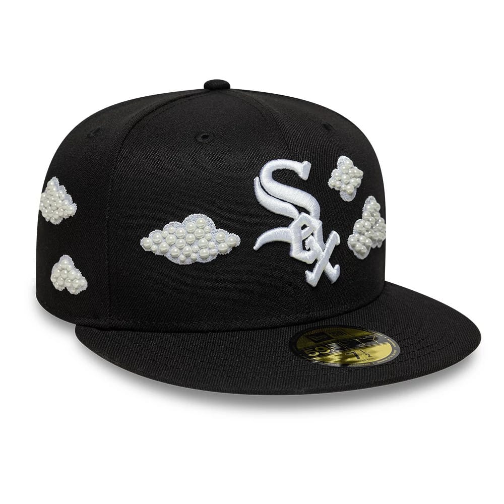 Pictured is this MLB Faux Pearl Chicago White Sox 59FIFTY Fitted cap in black. 5