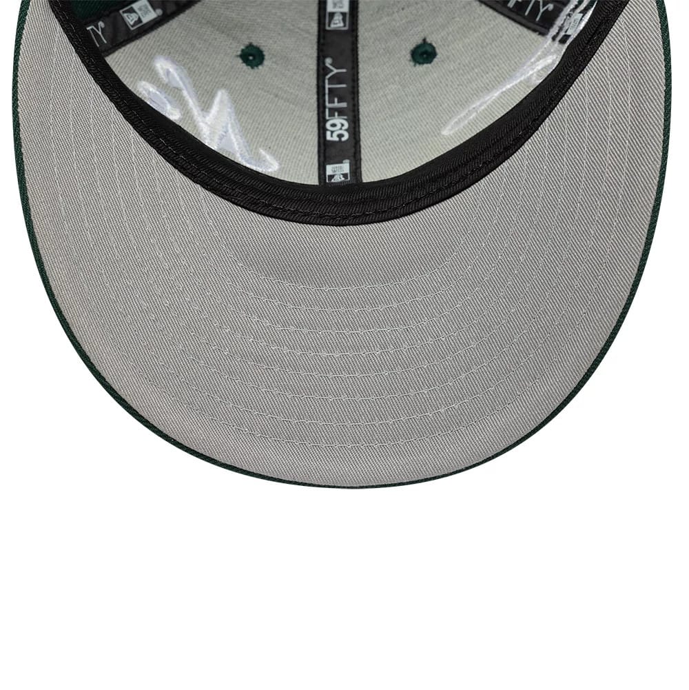 Pictured is this New Era Side Script Low Profile 59FIFTY Fitted cap in dark green. 2