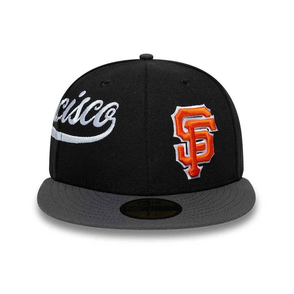 Pictured is this MLB Multi Logo San Francisco Giants 59FIFTY Fitted cap in black. 3