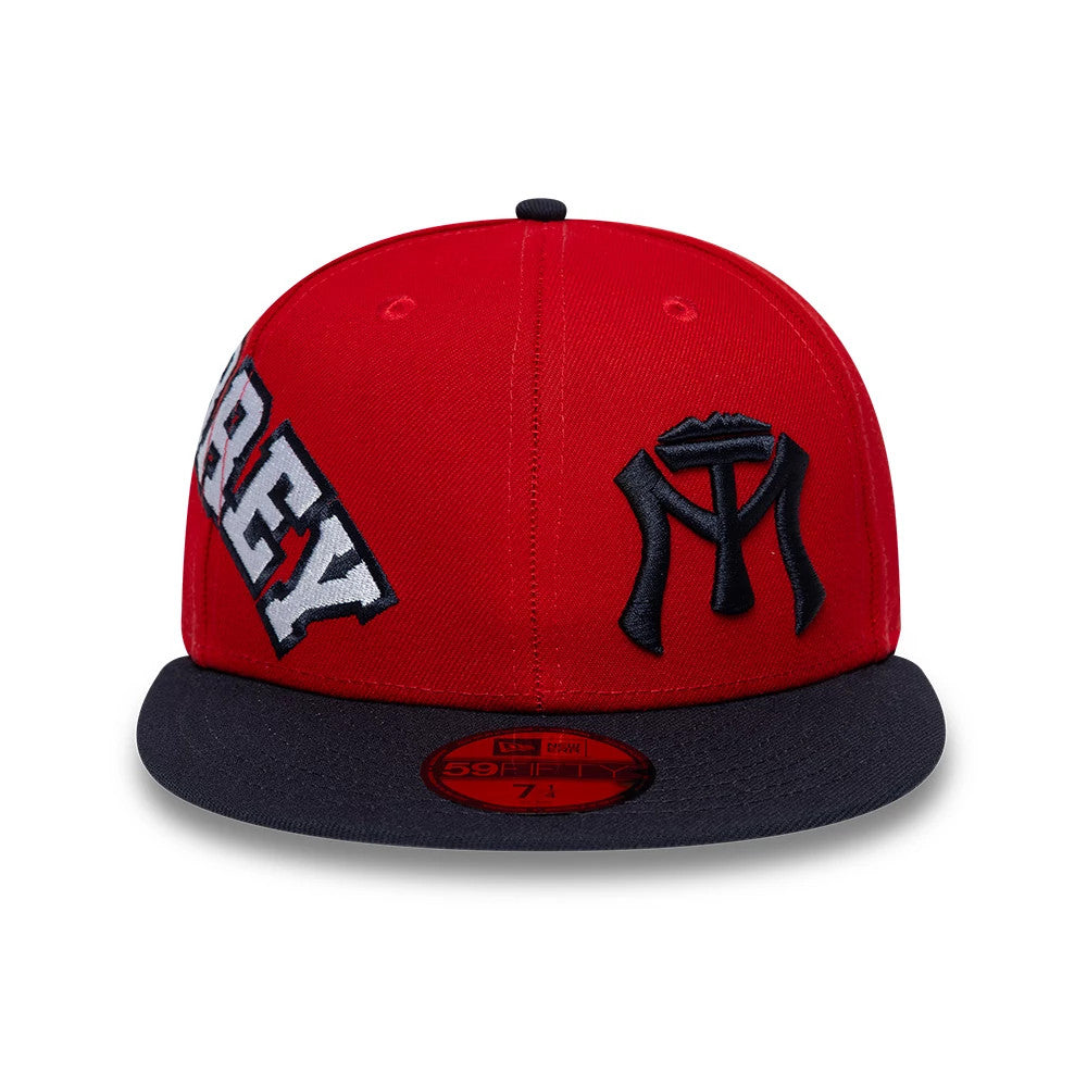 Pictured is this LMB Multi Logo Sultanes De Monterrey 59FIFTY Fitted cap in red. 3