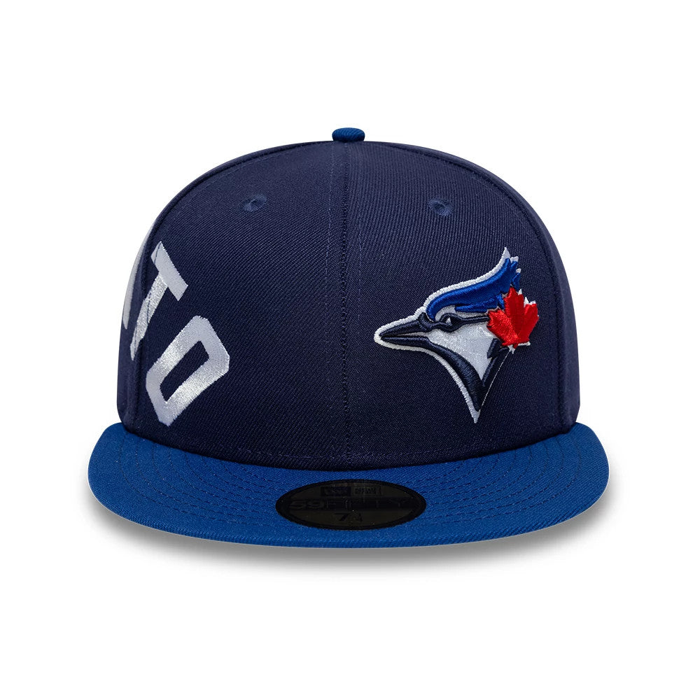 Pictured is this MLB Multi Logo Toronto Blue Jays 59FIFTY Fitted cap in navy. 3
