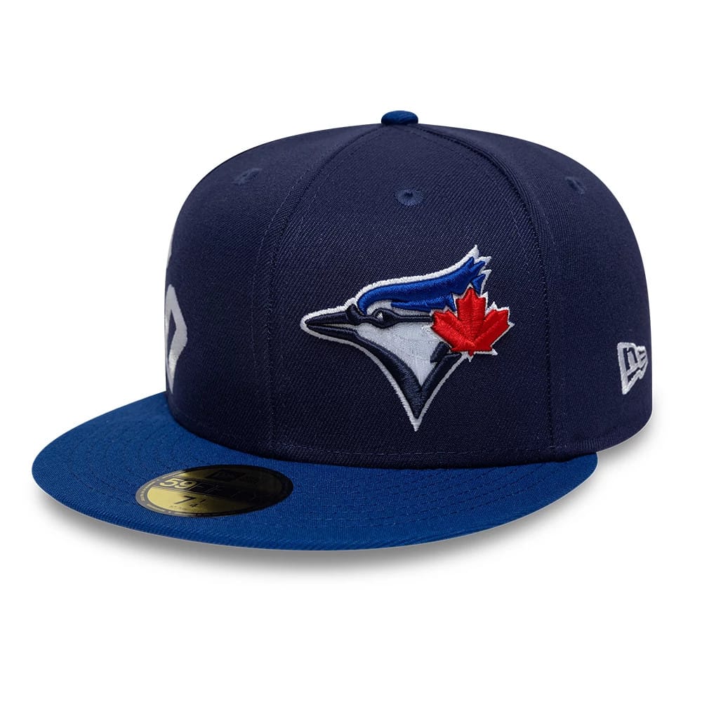 Pictured is this MLB Multi Logo Toronto Blue Jays 59FIFTY Fitted cap in navy. 4