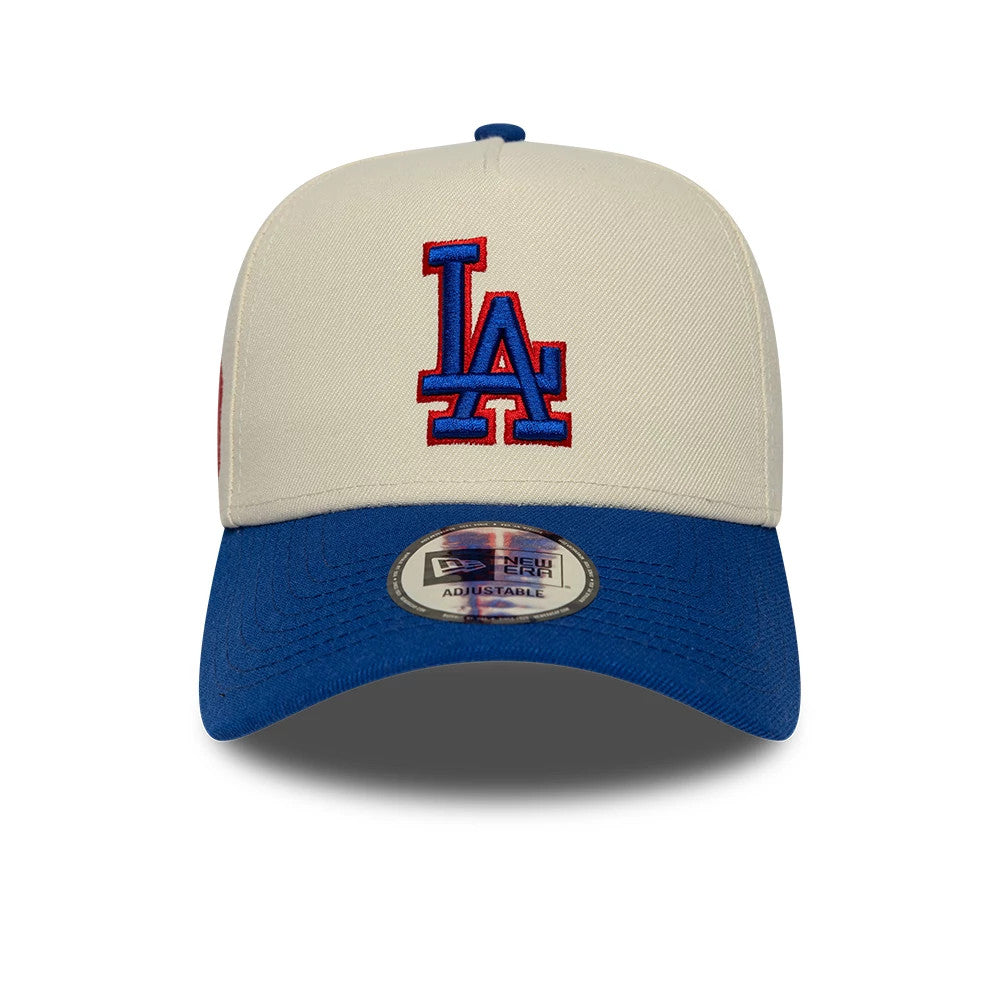 Pictured is this MLB Side Hit LA Dodgers 9FORTY E-Frame cap in Cream. 3