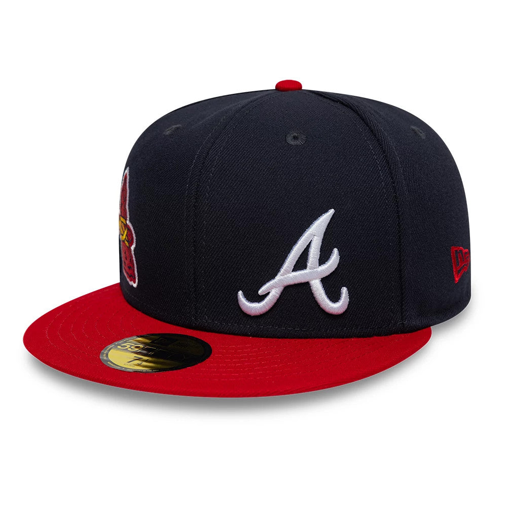 Pictured is this MLB Multi Logo Atlanta Braves 59FIFTY Fitted cap in navy. 4