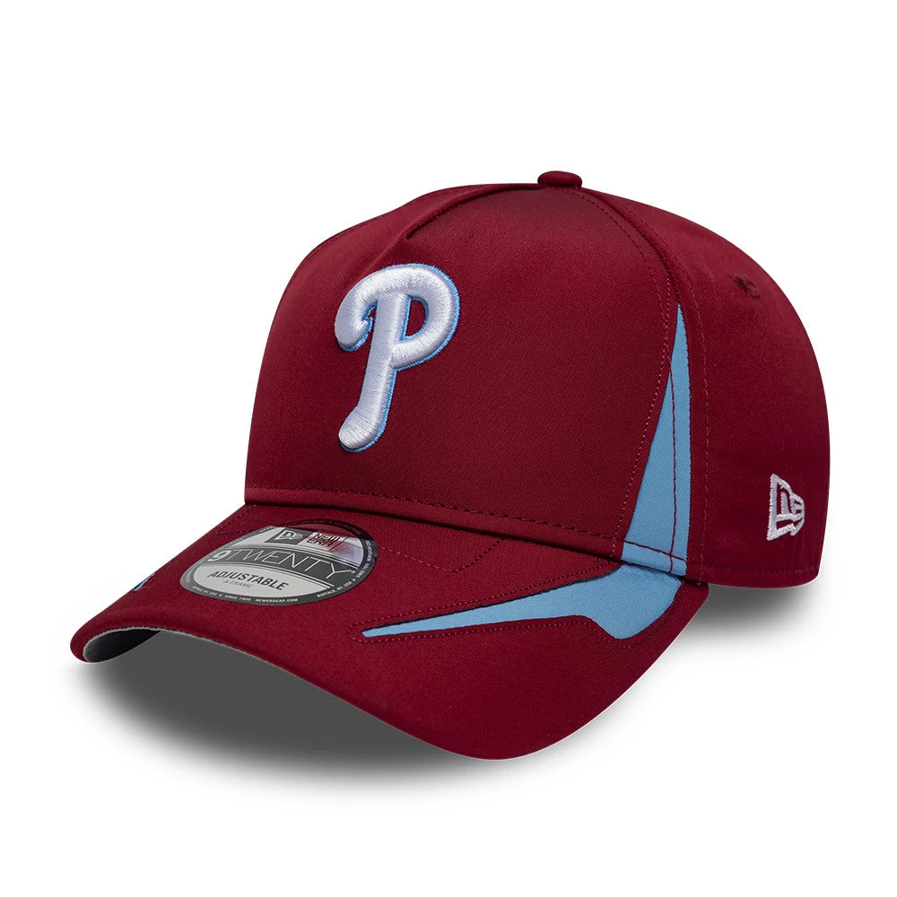 Pictured is this MLB Panel Philadelphia Phillies 9TWENTY A-Frame cap in dark red. 1