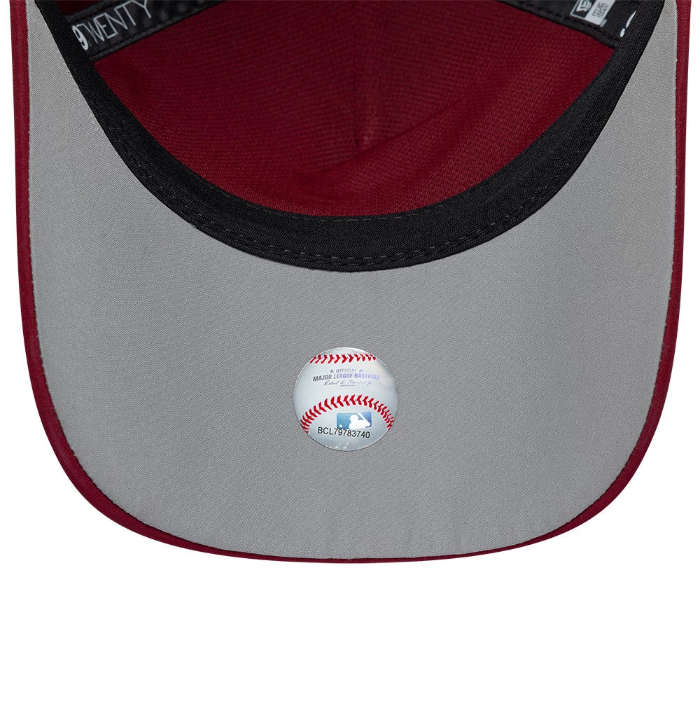 Pictured is this MLB Panel Philadelphia Phillies 9TWENTY A-Frame cap in dark red. 2