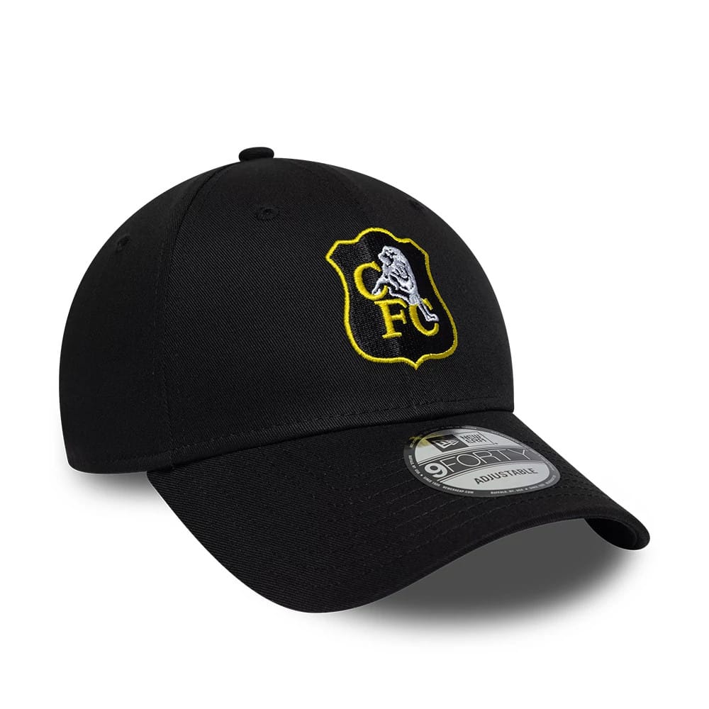 Pictured is this Retro Goal Keeper Chelsea FC Lion Crest 9FORTY cap in black. 3