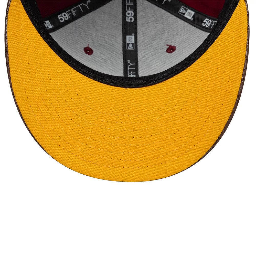 Pictured is this Harry Potter Quidditch 59FIFTY Fitted cap in dark red & brown. 2