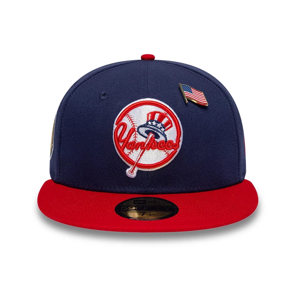 Pictured is this MLB Sister Cities New York Yankees 59FIFTY Fitted cap in blue & red. 3