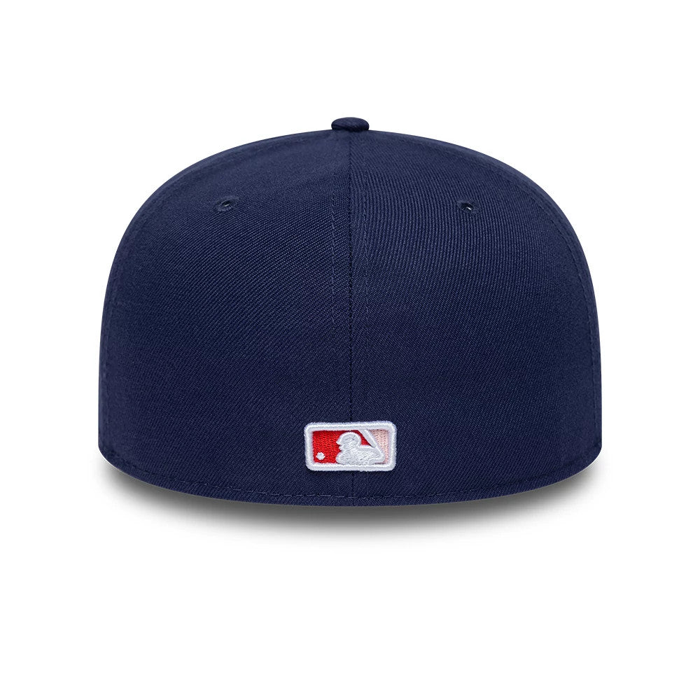 LA Dodgers MLB All Star Game Navy New Era 59FIFTY A-Frame Fitted Cap, rear view showing the white embroidered MLB Batterman logo at the centre of the back panels, with a structured navy crown and matching top button.