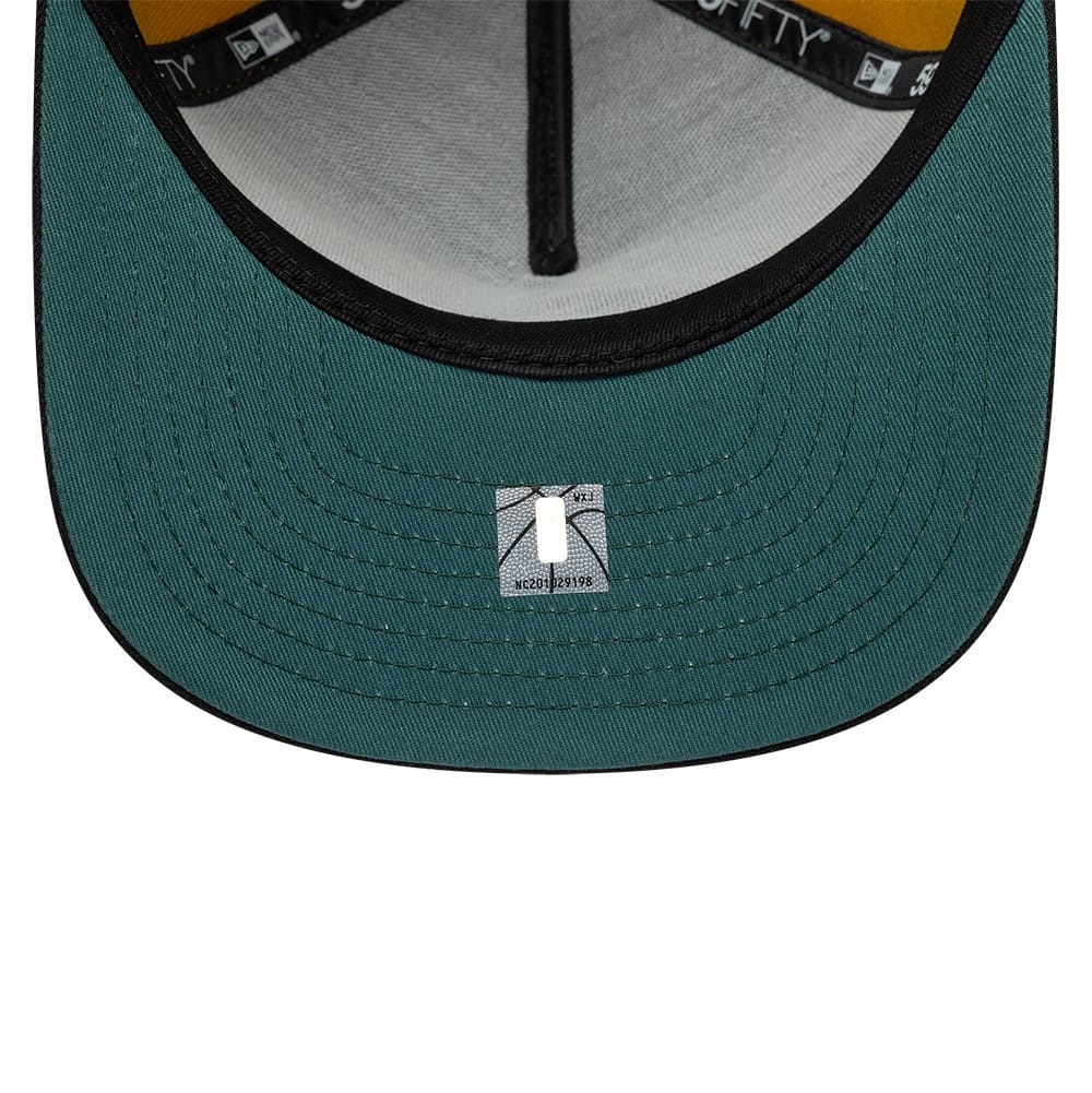 Pictured is this NBA Chicago Bulls 59FIFTY A-Frame Fitted cap in gold & black. 2