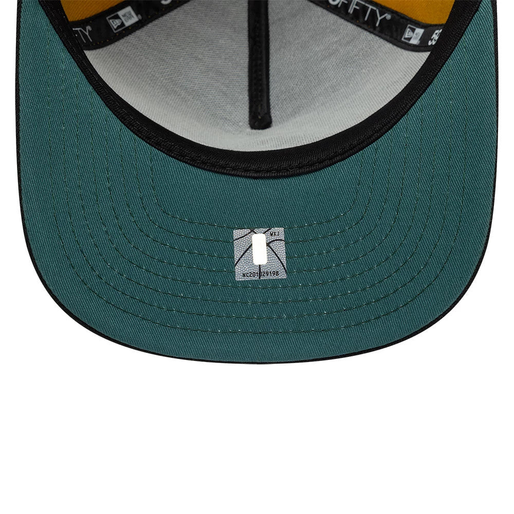 Pictured is this NBA Chicago Bulls 59FIFTY A-Frame Fitted cap in gold & black. 2