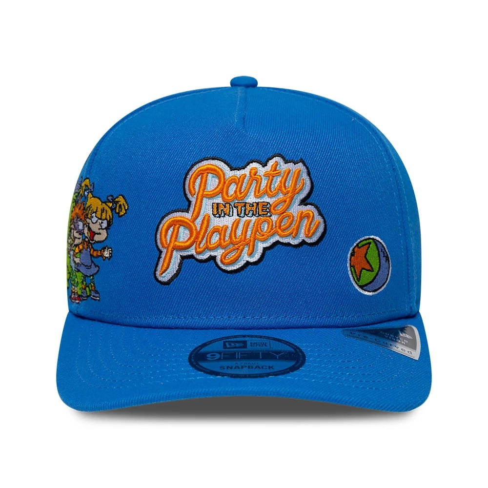 Pictured is this Rugrats Party In The Playpen 9FIFTY A-Frame Snapback cap in blue. 3