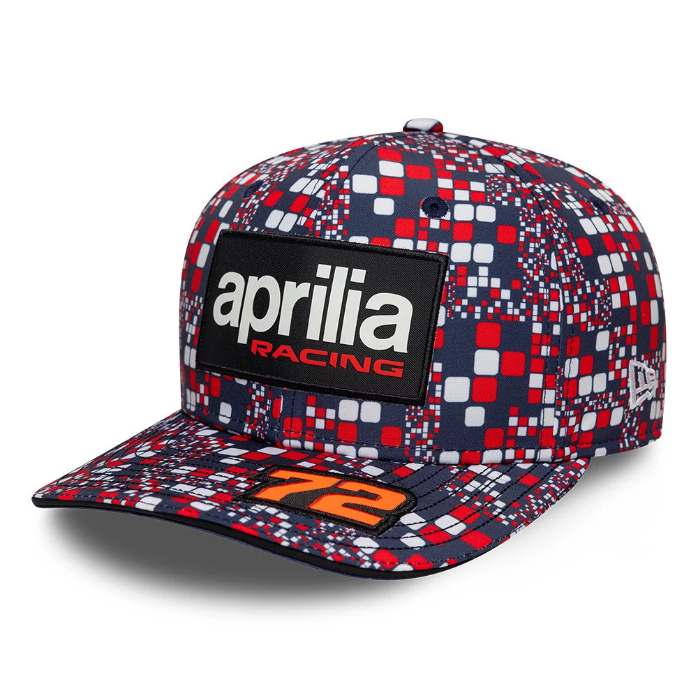 Pictured is this Aprilia Replica Marco Bezzecchi Silverstone Race Special 9SEVENTY Stretch Snap cap in blue. 1