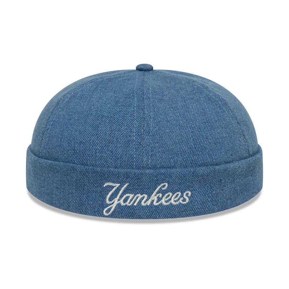 Pictured is this MLB Denim Skully New York Yankees Docker cap in pastel blue. 4