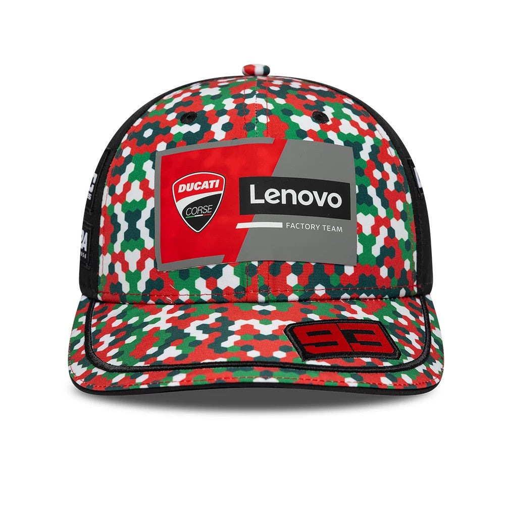 Pictured is this Replica Marc Marquez Mugello Race Special Ducati Low Profile 9FIFTY Snapback cap in multi. 2