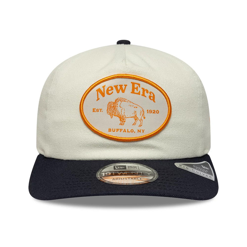 Pictured is this New Era Buffalo 19TWENTY cap in cream & navy. 2