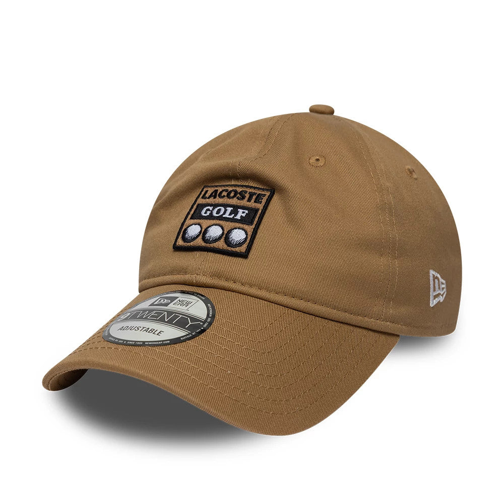 Pictured is this Lacoste X New Era 9TWENTY cap in beige. 3