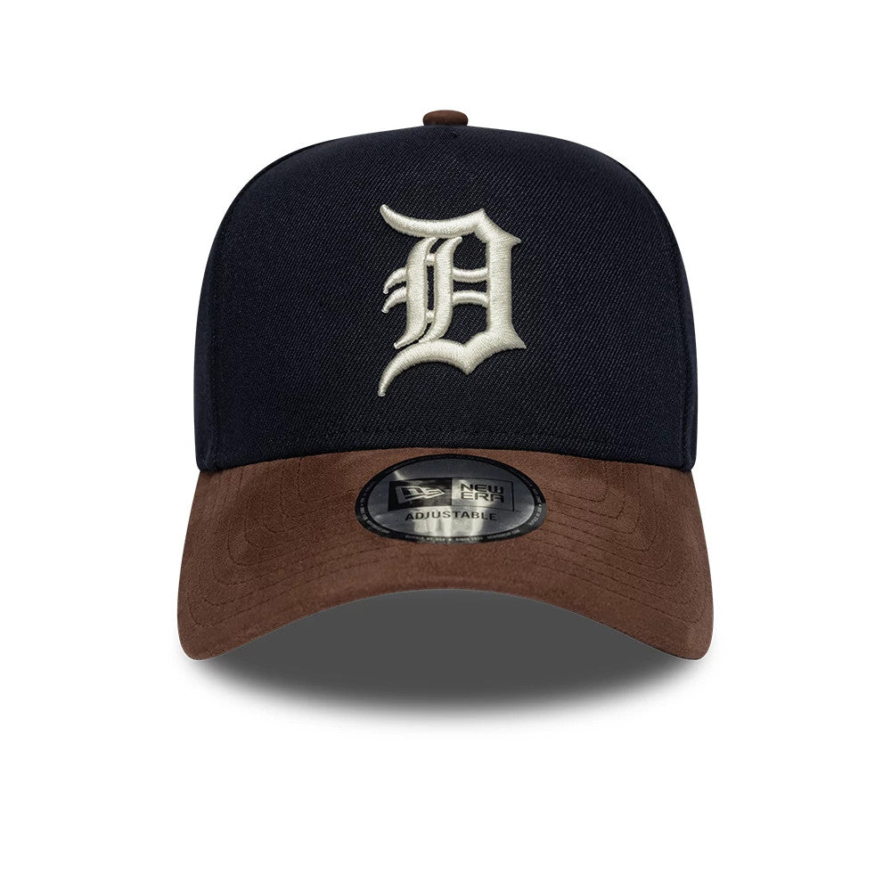 Pictured is this MLB Suede Visor Detroit Tigers 9FORTY E-Frame cap in navy. 2