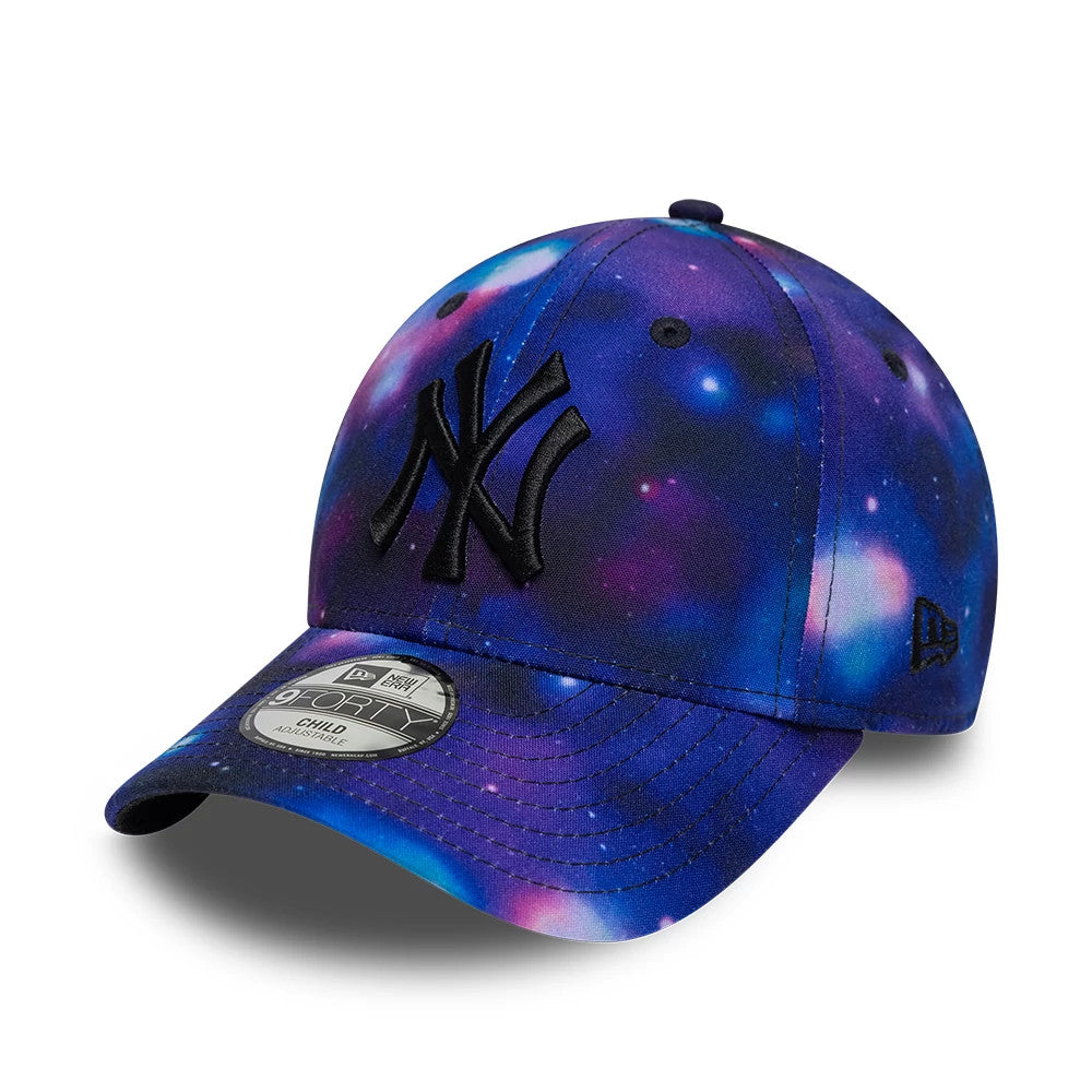 Pictured is this Child MLB All Over Print New York Yankees 9FORTY cap in black. 1
