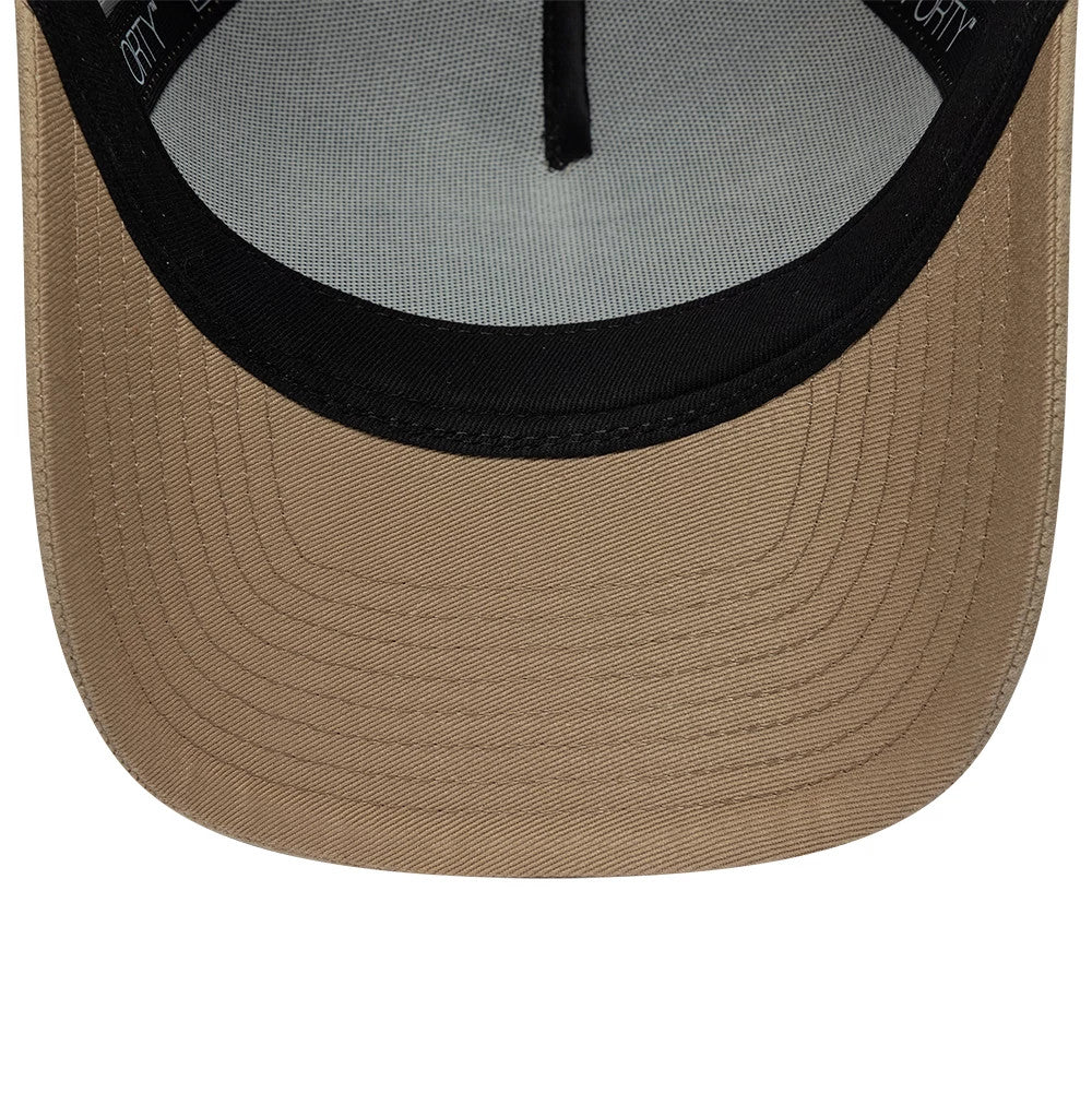 Pictured is this New Era Faux Suede 9FORTY M-Crown A-Frame cap in light beige. 5