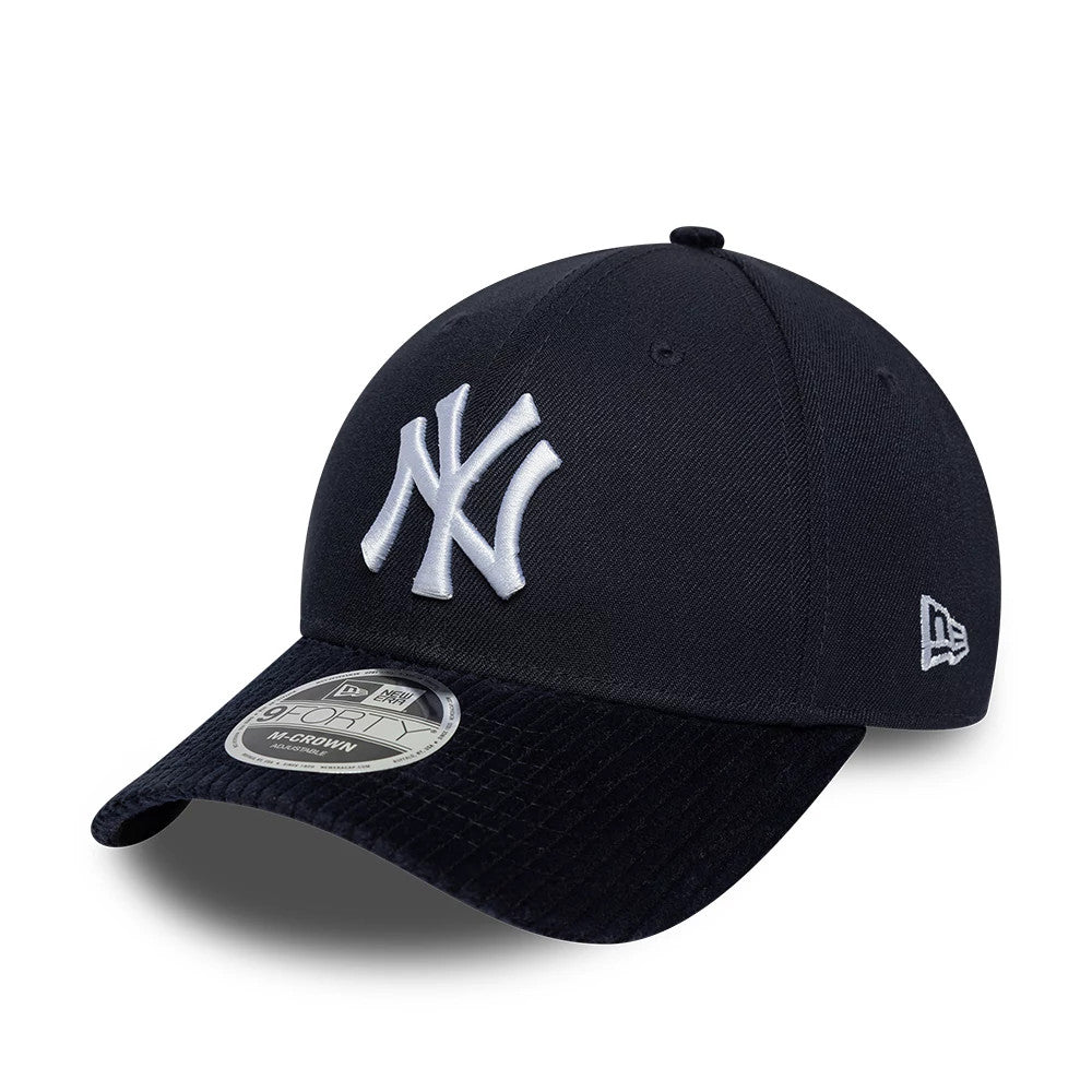 Pictured is this MLB Cord Visor New York Yankees 9FORTY M-Crown cap in navy. 1