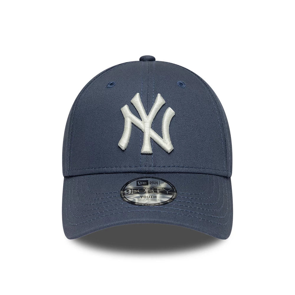 Pictured is this Youth MLB League Essential New York Yankees 9FORTY cap in dark blue. 2