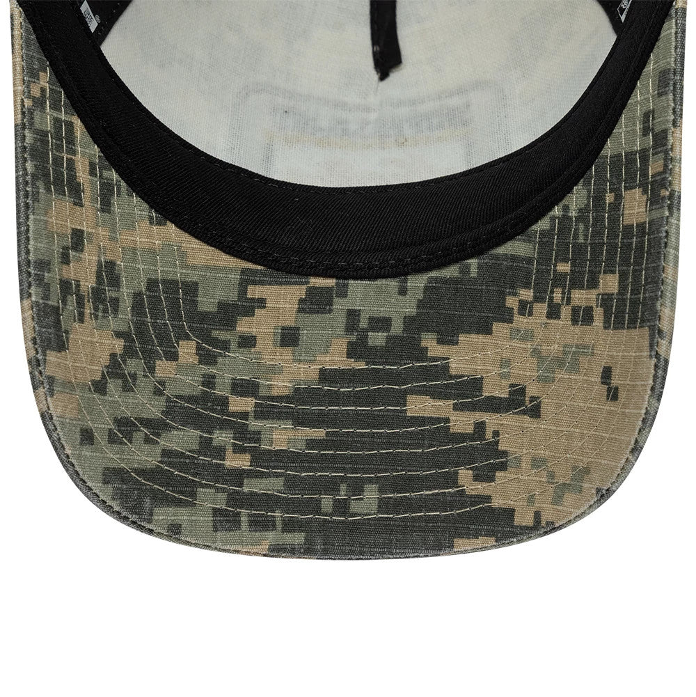 Pictured is this New Era Camo 9FORTY M-Crown A-Frame Trucker cap in woodland camo. 5