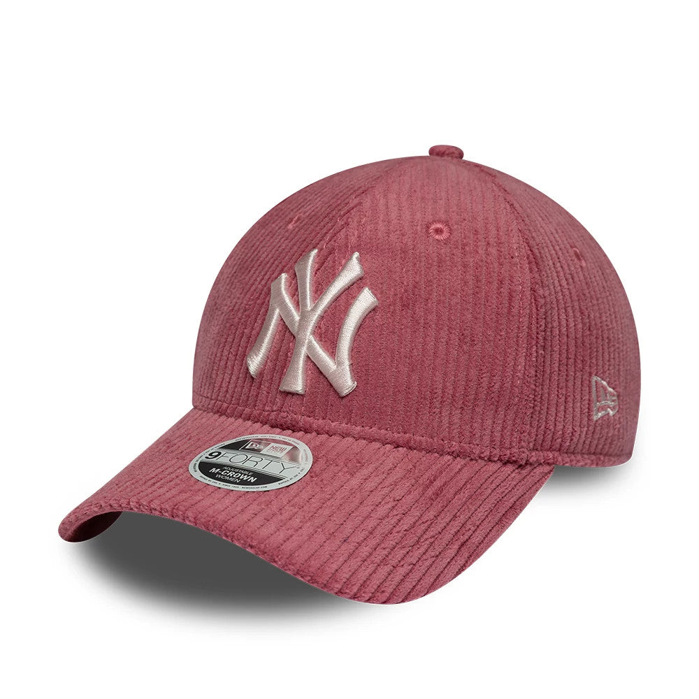 Pictured is this Womens MLB Chunky Cord New York Yankees 9FORTY M-Crown cap in dark pink. 1