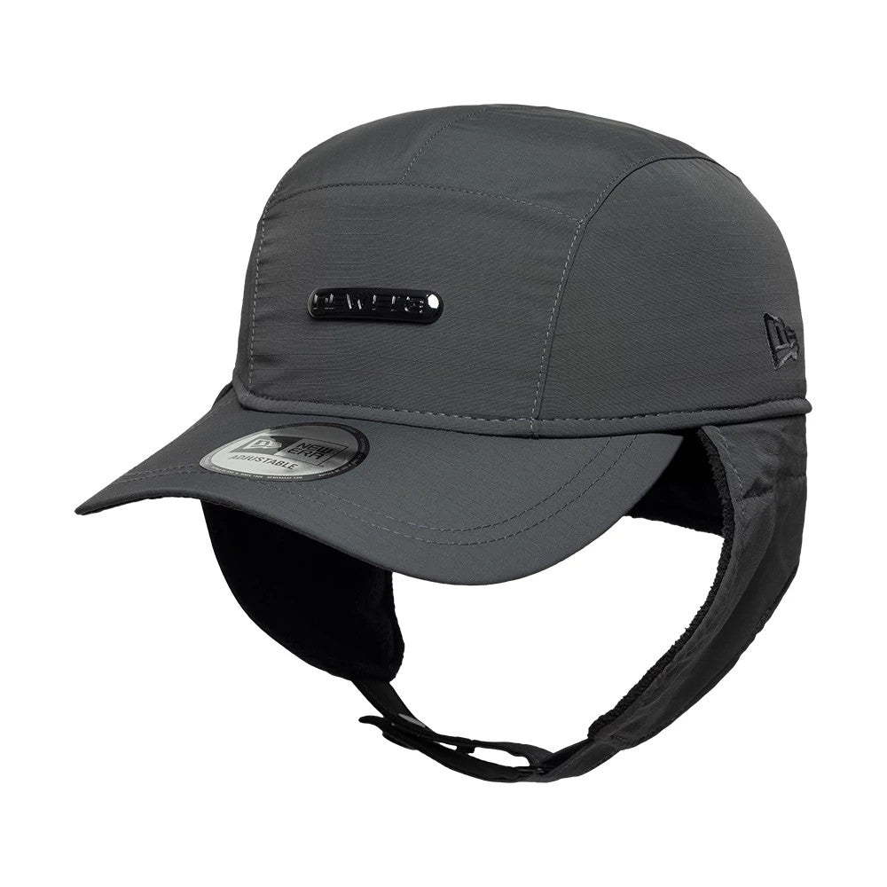 Pictured is this New Era Fleece Dogear Camper cap in charcoal. 2