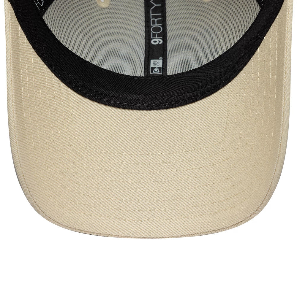 Pictured is this Womens MLB Rose Sequin New York Yankees 9FORTY cap in light beige. 5