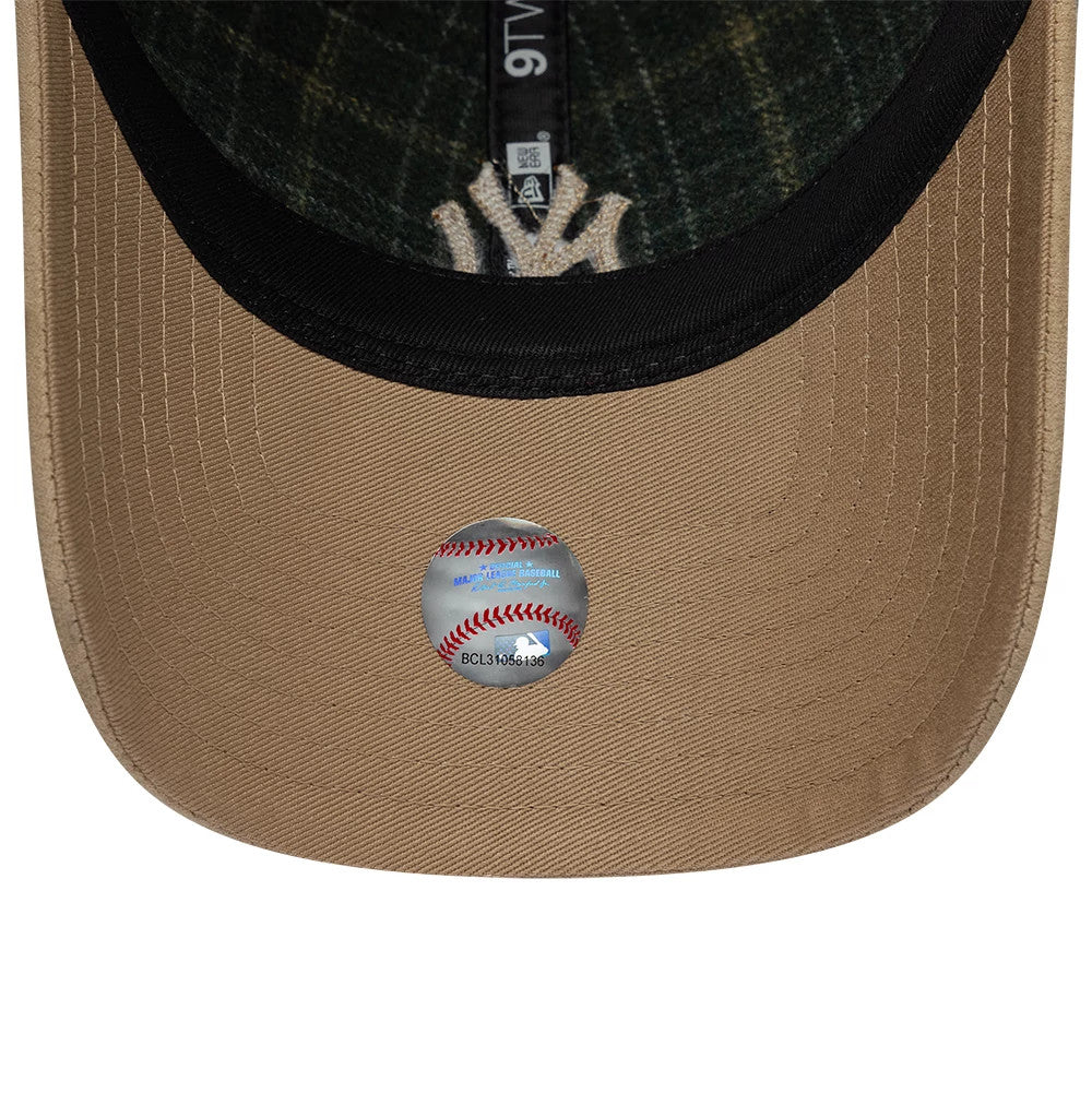 Pictured is this MLB Plaid New York Yankees 9TWENTY cap in Dark Green & Light Beige. 5