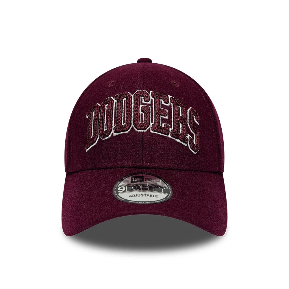Pictured is this MLB Script LA Dodgers 9FORTY cap in dark purple. 2