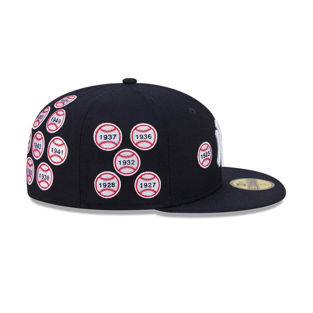 Pictured is this MLB X Spike Lee Patches New York Yankees 59FIFTY Fitted cap in navy. 7