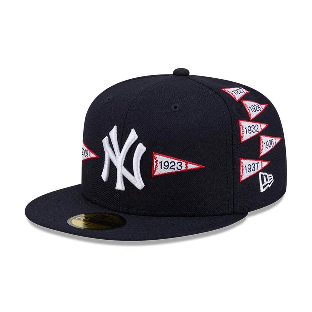 Pictured is this MLB X Spike Lee Flags New York Yankees 59FIFTY Fitted cap in navy. 1