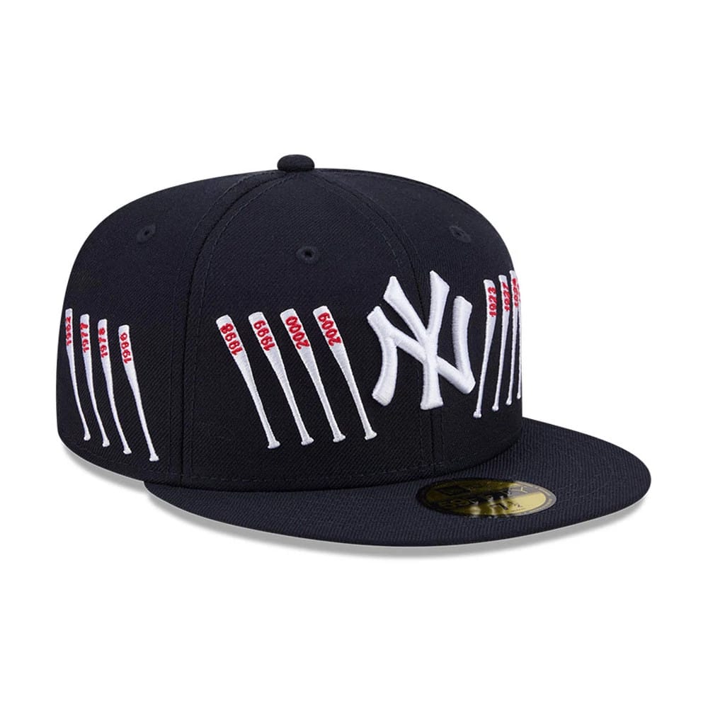 Pictured is this MLB X Spike Lee Baseball Bats New York Yankees 59FIFTY Fitted cap in navy. 4