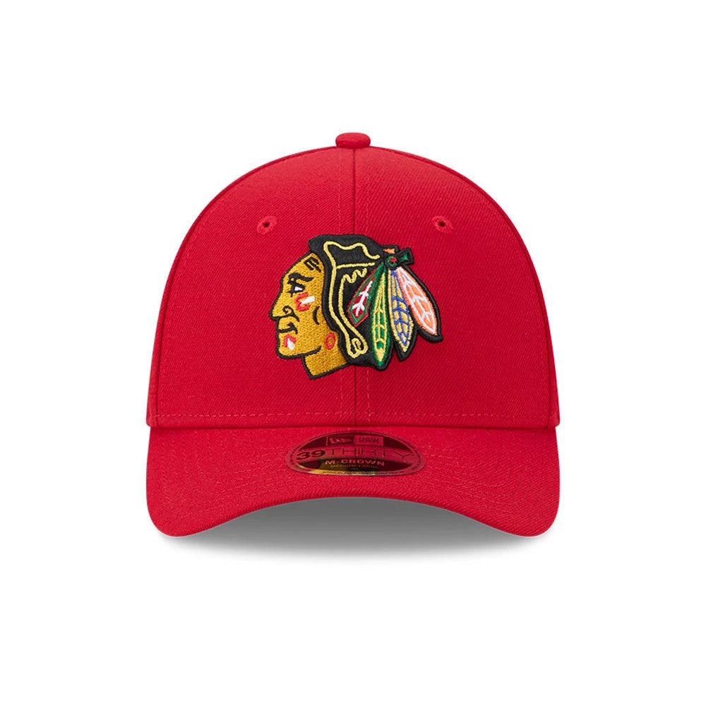 Pictured is this NHL Team Chicago Blackhawks 39THIRTY M-Crown Stretch Fit cap in red. 3