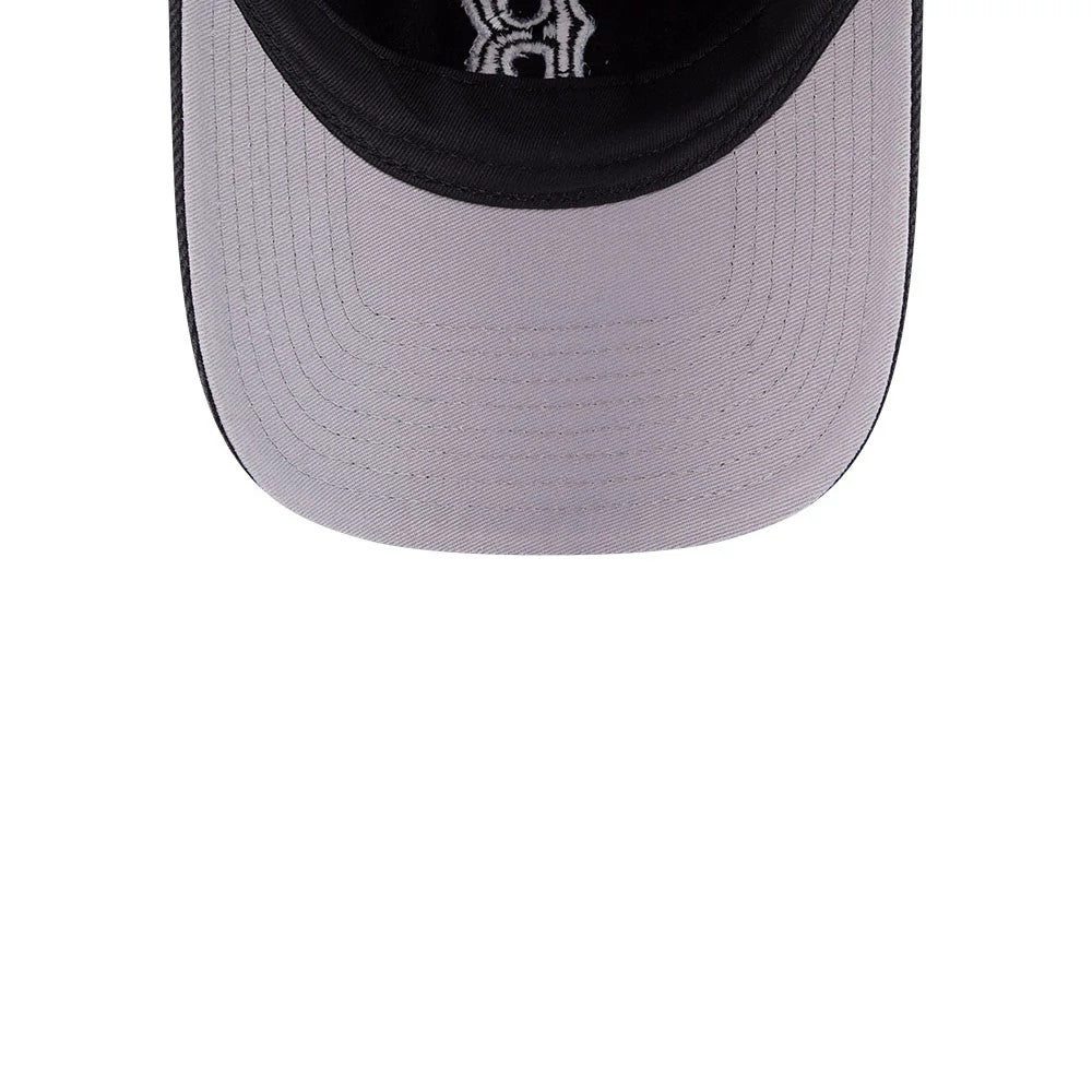 Pictured is this MLB Washed Denim Boston Red Sox 9FORTY A-Frame Unstructured cap in black. 2