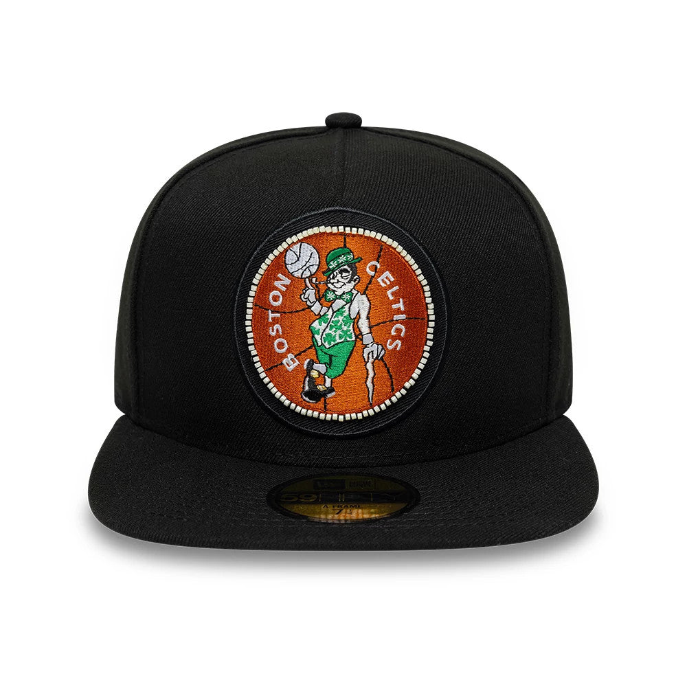 Pictured is this NBA Bead Boston Celtics 59FIFTY A-Frame Fitted cap in black. 3